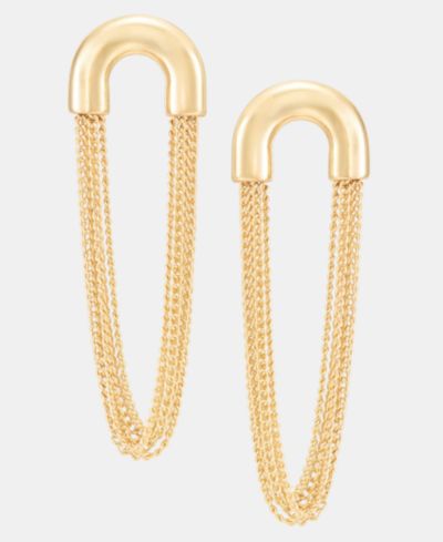 Anne Klein Gold-Tone Metal Statement Chain Drop Earrings