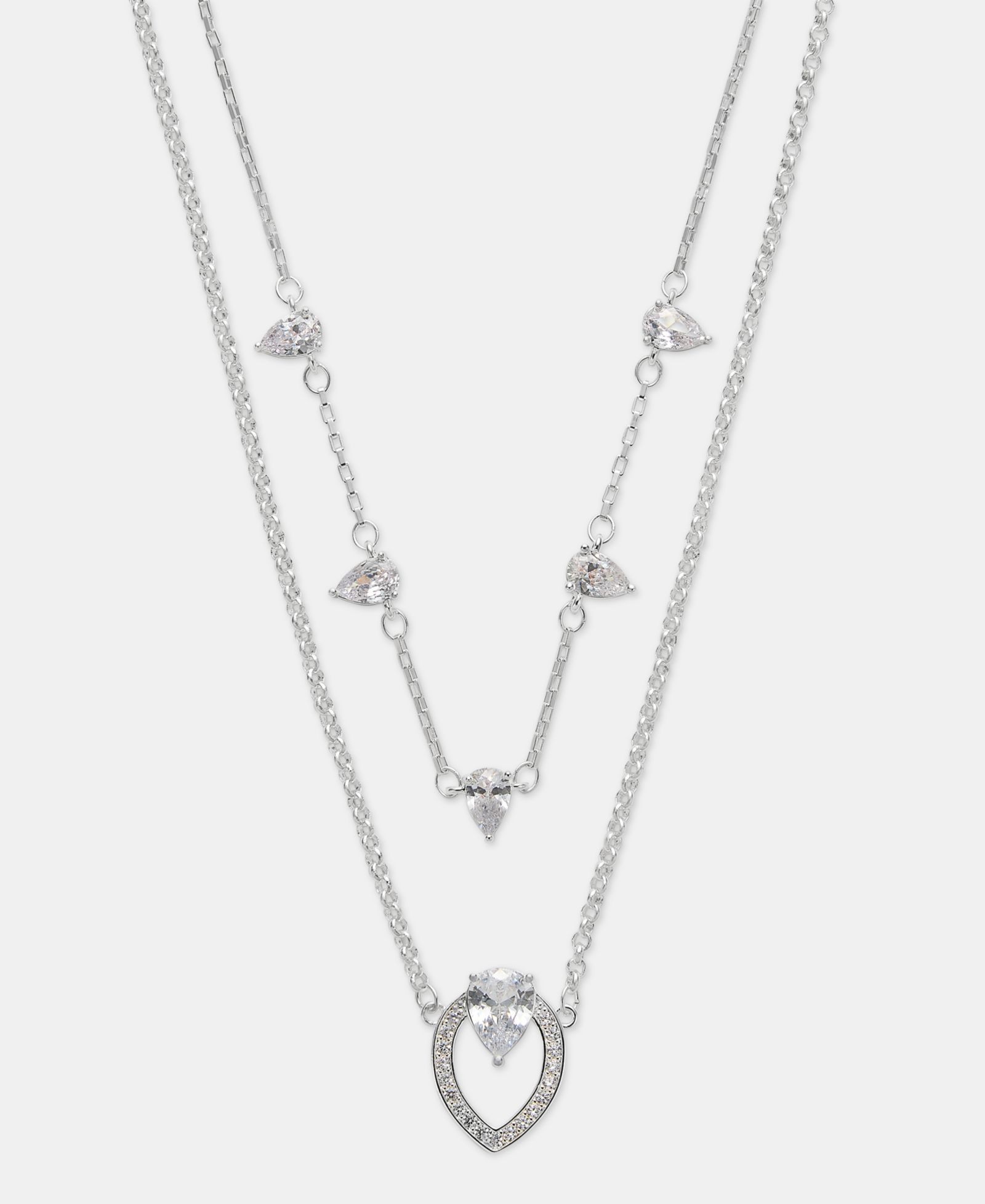 Подвеска-кулон Anne Klein Silver-Tone Two-in-One Navette Stone