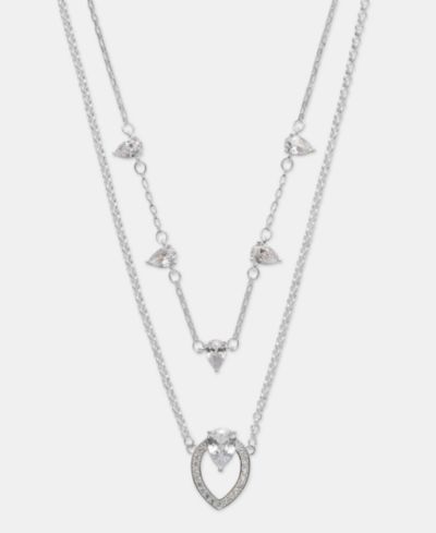 Anne Klein Silver-Tone Two-in-One Navette Stone Pendant Necklace
