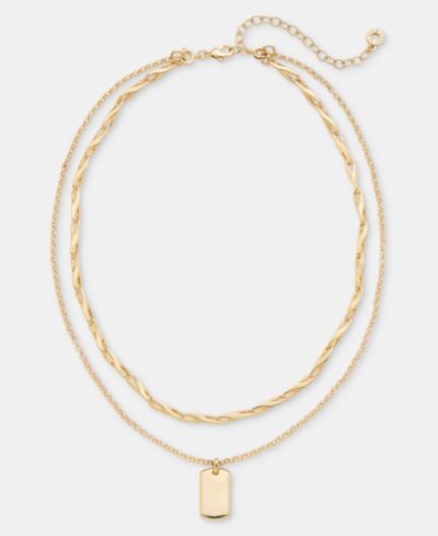 Anne Klein Подвеска-кулон Dogtag Gold-Tone 2-in-1