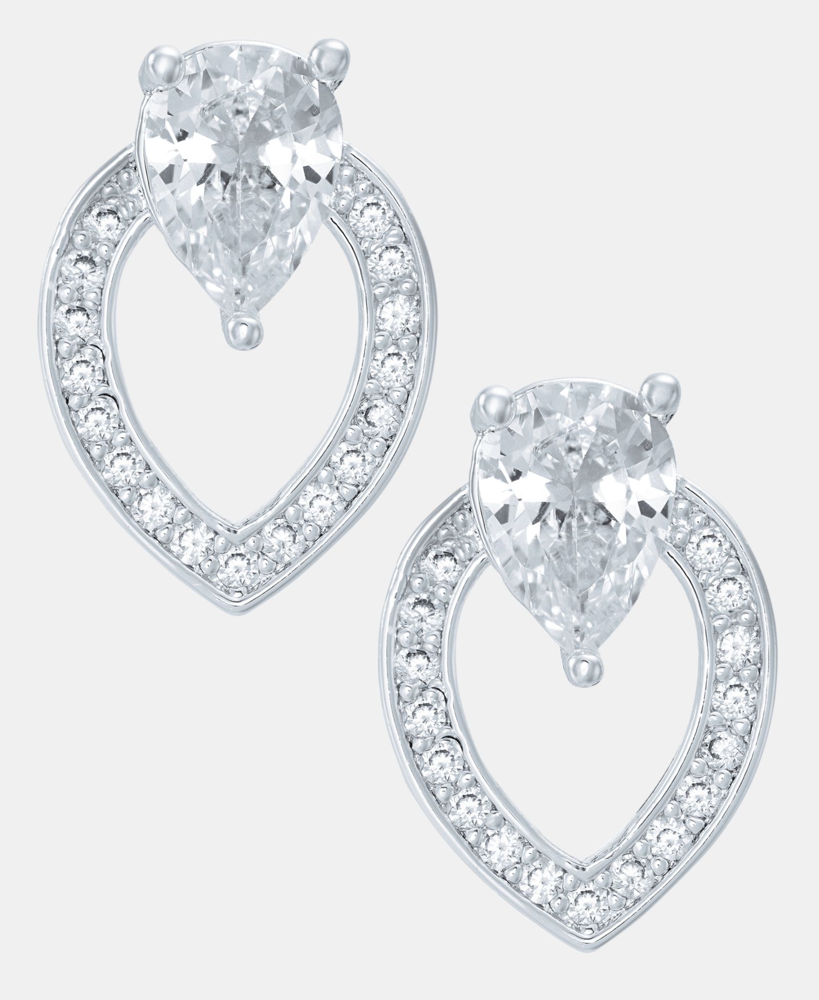 Серьги Anne Klein Silver-Tone Navette Crystal Button