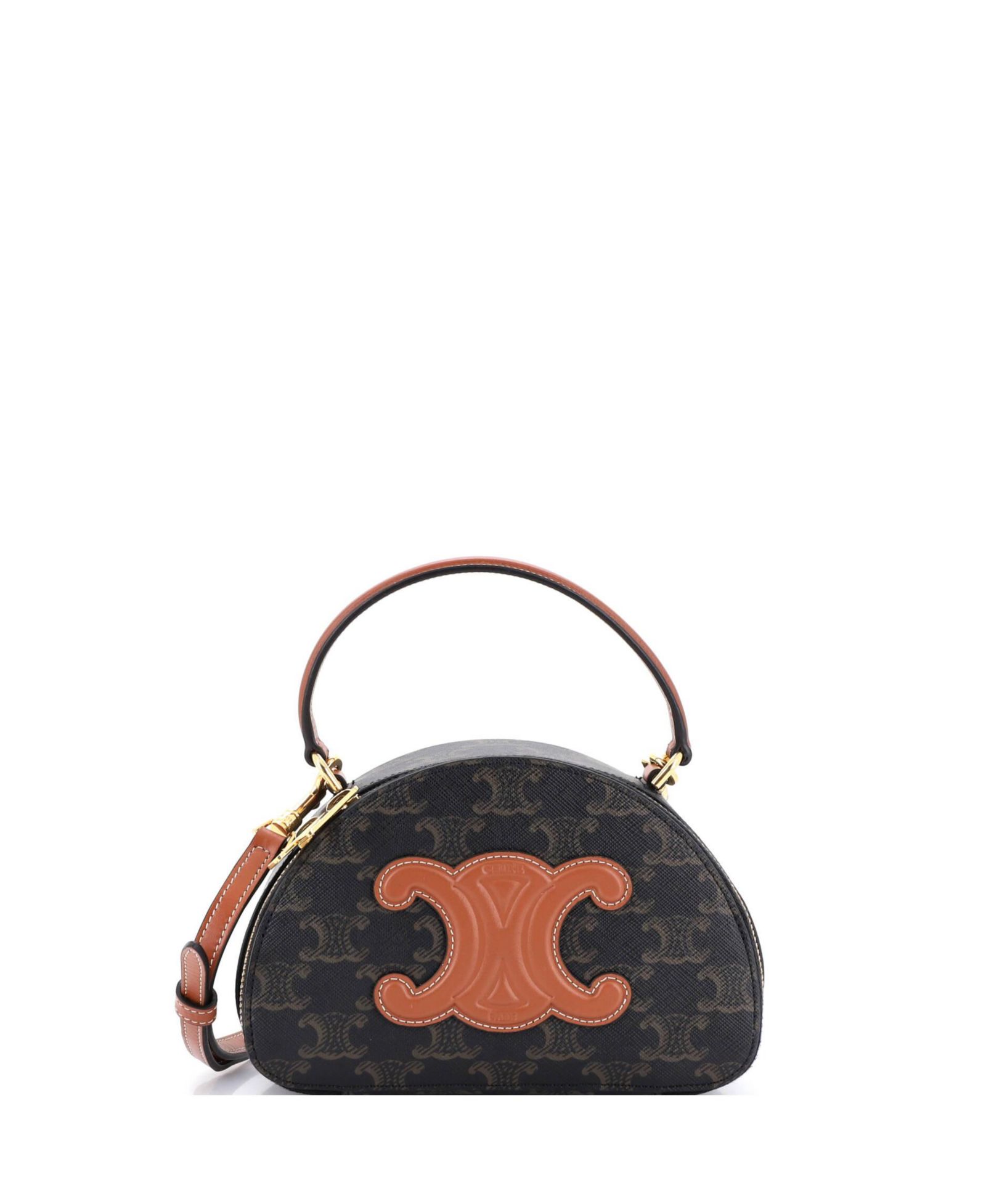 Pre-Owned Celine Half Moon Case Triomphe Coated Canvas with Leather