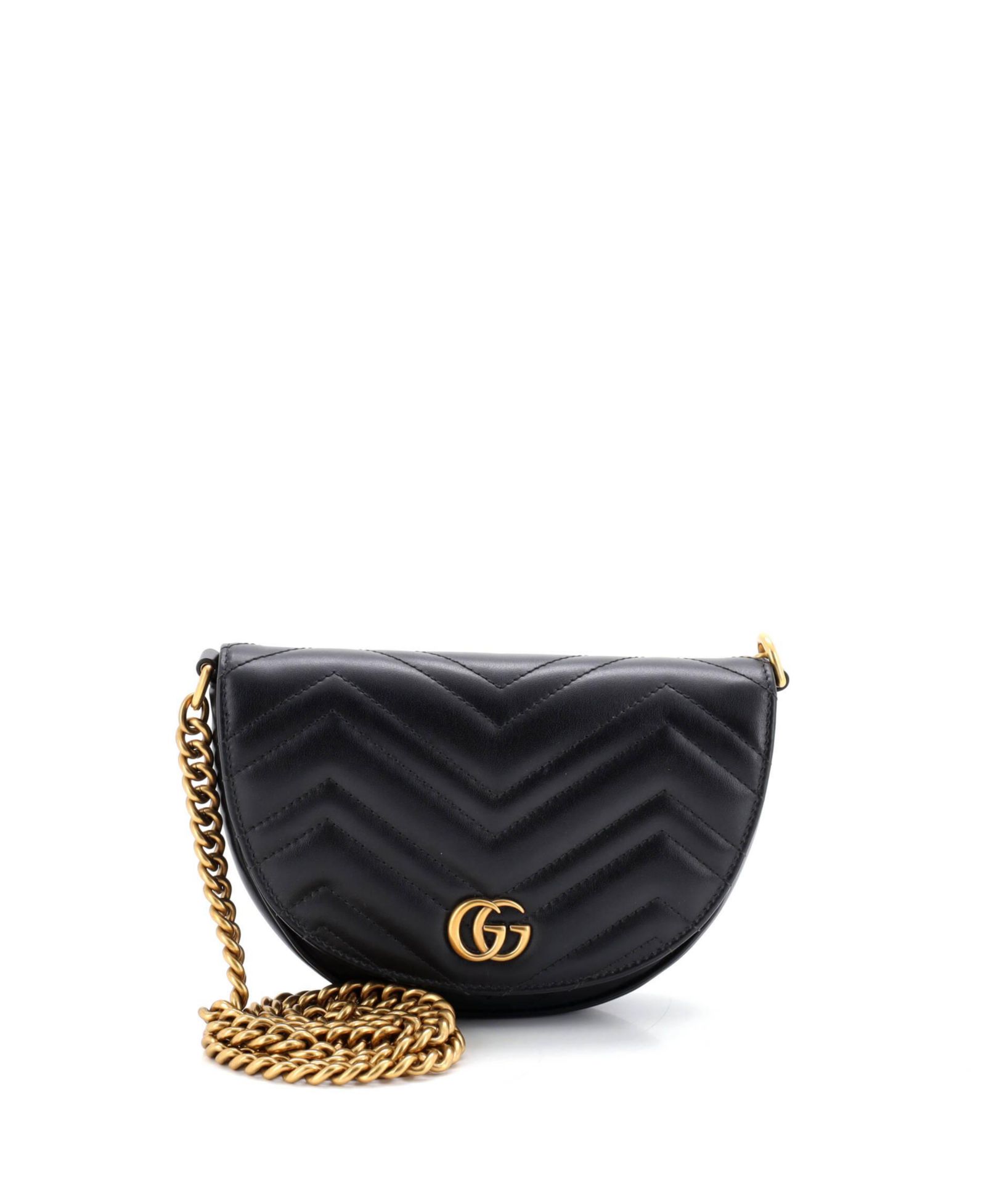 Б/у сумка через плечо Gucci Mini GG Marmont Half Moon Flap Crossbody из кожи Matelasse