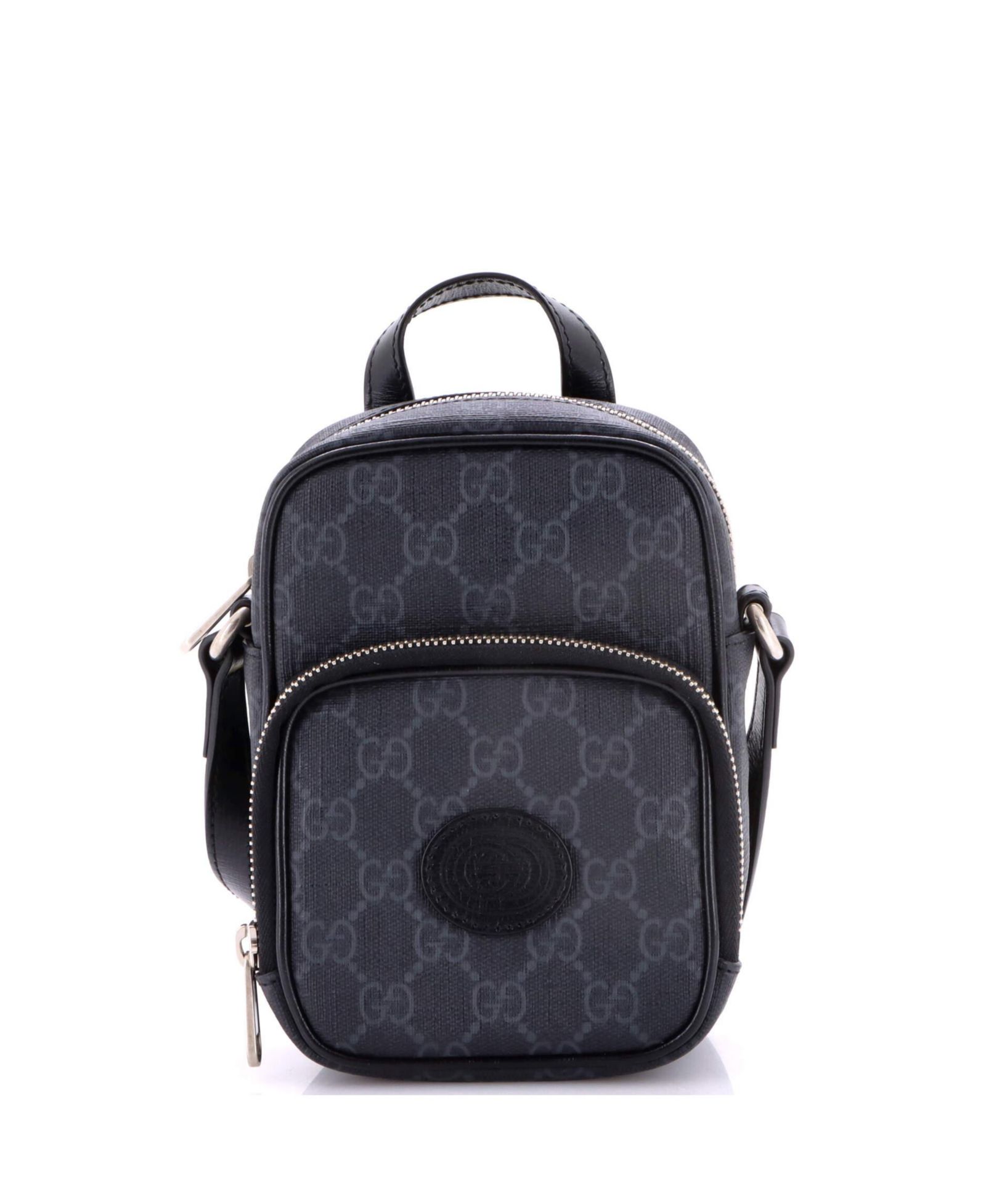 Pre-Owned Gucci Mini Interlocking G Patch Top Handle Crossbody Bag GG Coated Canvas