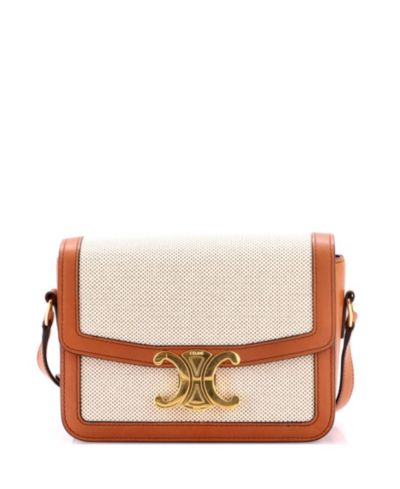 Pre-Owned Celine Teen Triomphe Shoulder Bag Canvas with Leather