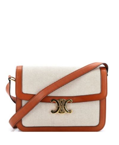 Pre-Owned Celine Medium Triomphe Shoulder Bag Canvas with Leather