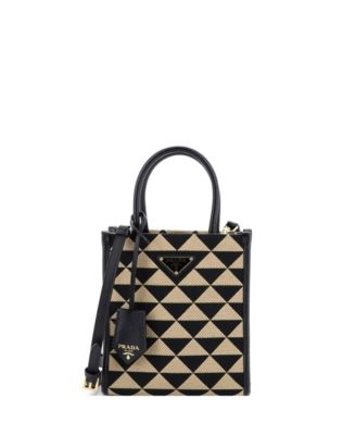 Б/у маленькая сумка-тоут Prada Symbole Shopper из жаккарда