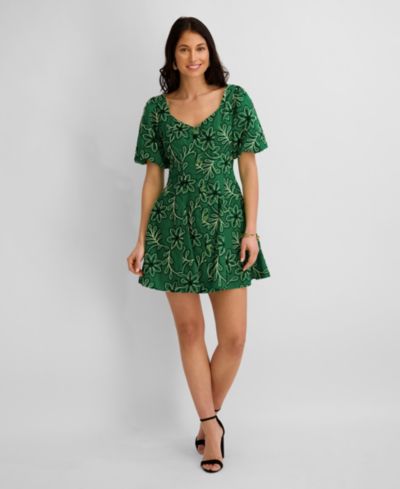Женское платье Kensie Corded Woven Printed V-Neck