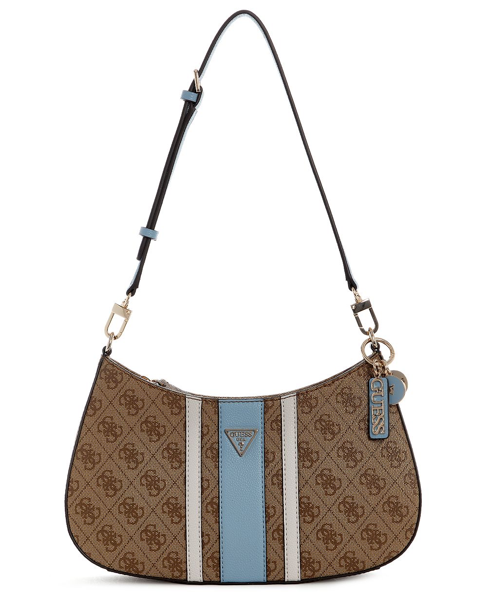 GUESS Noelle Small Logo Striped Shoulder Handbag