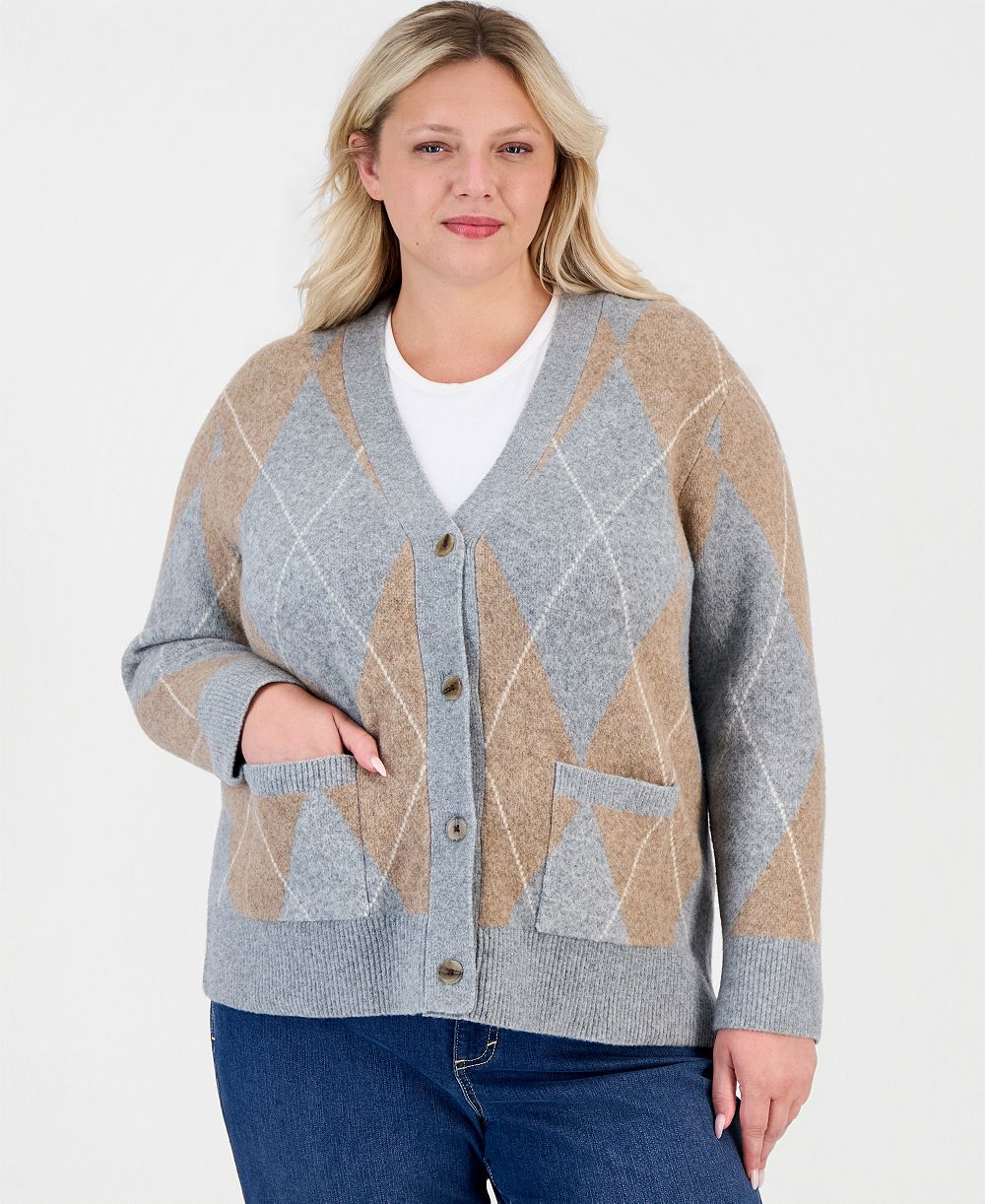 Style & Co кардиган в клетку аргайл, plus size
