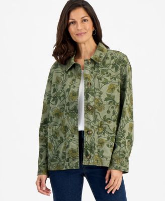 Style & Co Petite Printed Utility Jacket, Macy's Exclusive