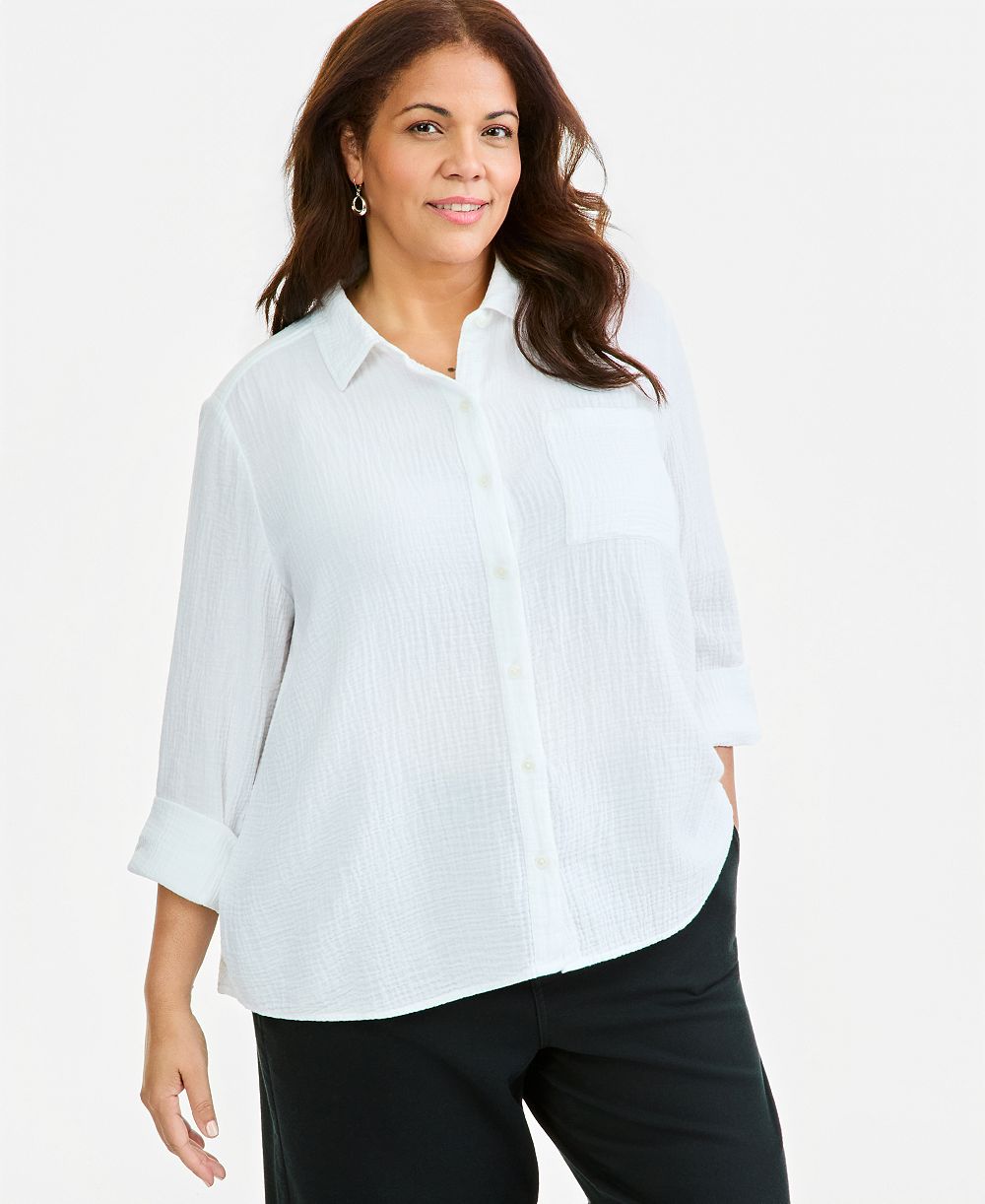 Женская рубашка Style & Co Plus Size с воротником и пуговицами