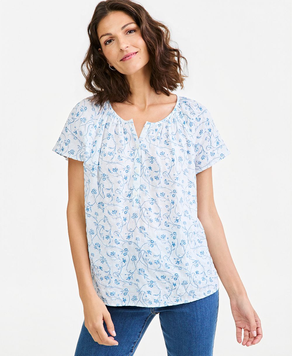 Женский топ Style & Co Seersucker Floral-Print