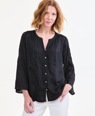 Style & Co Women's Satin Bell-Sleeve Pintuck Blouse, Macy's Exclusive