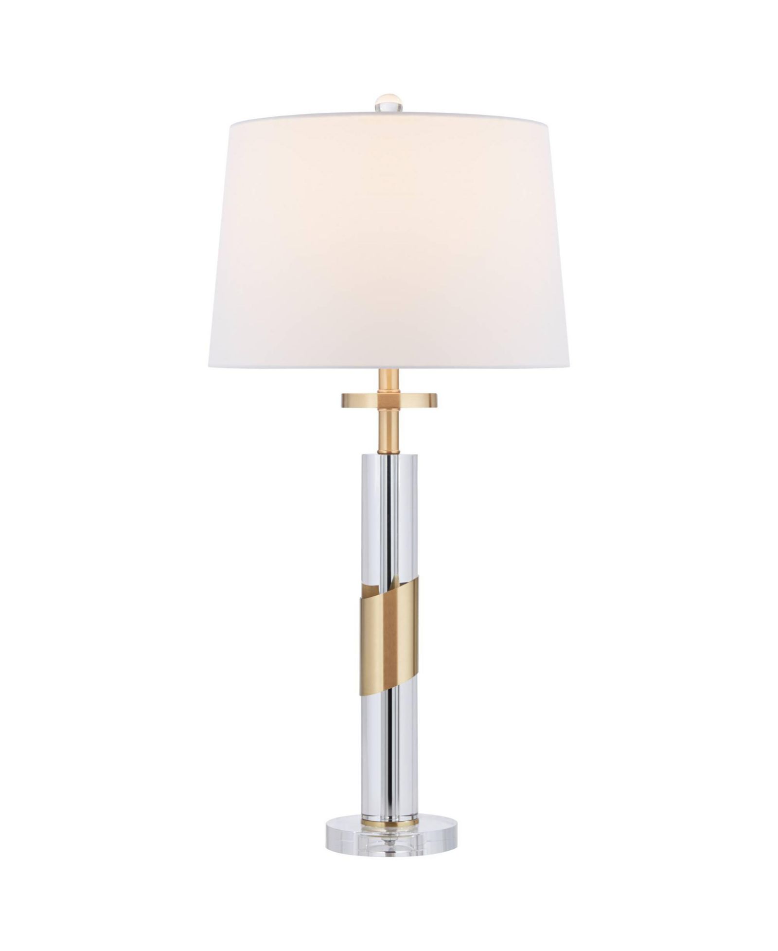Regency Hill Alfred 30 1/2" High Soft Brass and Crystal Column Table Lamp