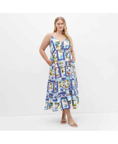 CITY CHIC женское макси-платье Aiza Postcard Print Plus Size