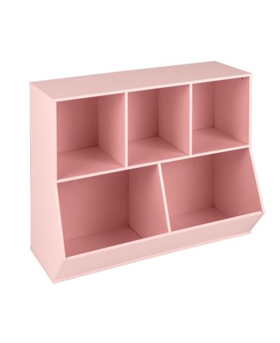 SUGIFT 5 Cube Wooden Kids Toy Storage Organizer with Anti Tipping Kit