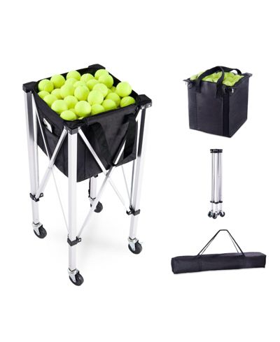 Корзина для мячей Mecale Tennis Ball Hopper, алюминиевая рама с колесами и съемной сумкой, на 150 мячей