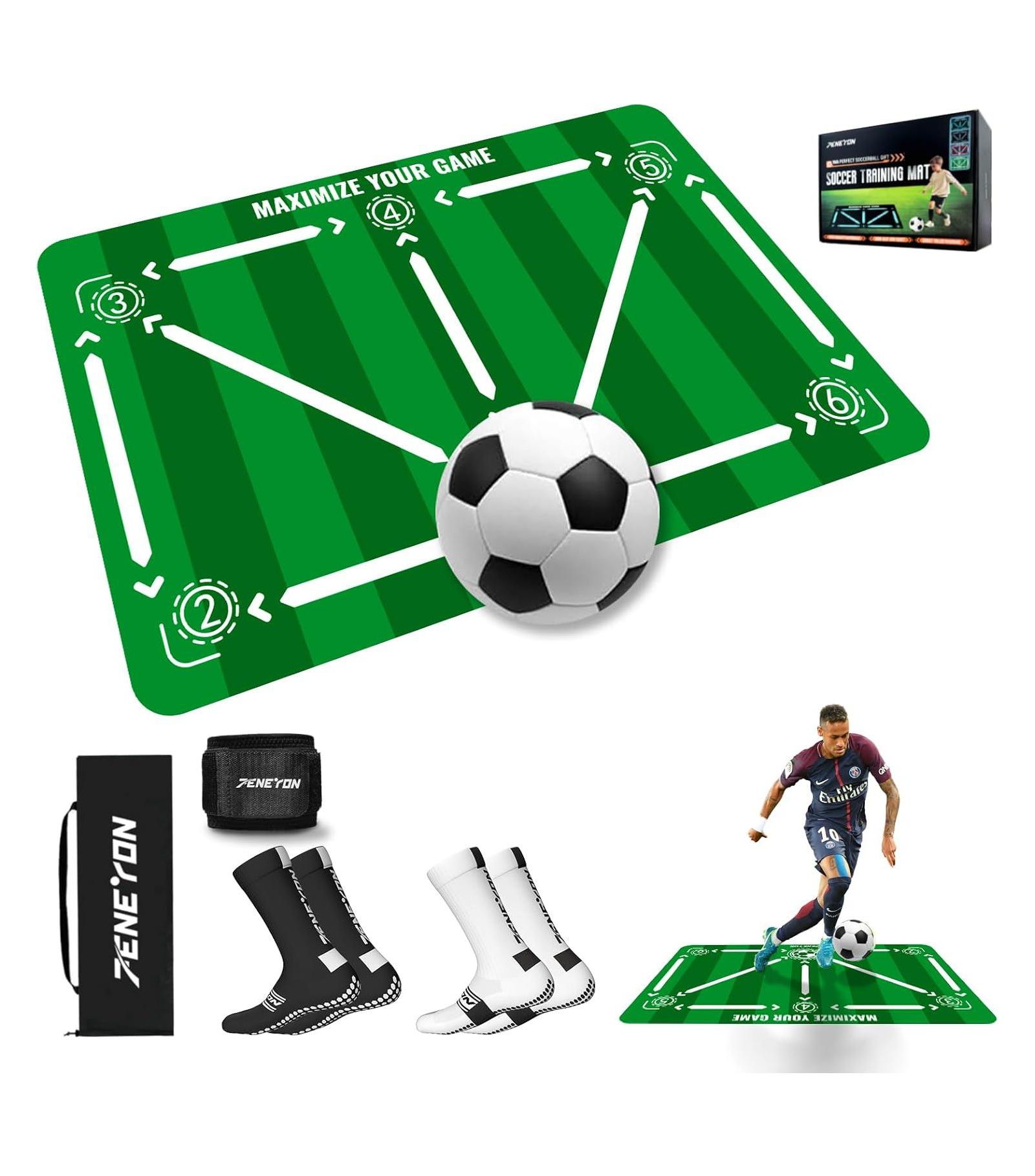 Коврик для тренировок Peneyon Soccer с регулируемым тренажером, Non-Slip для детей и молодежи