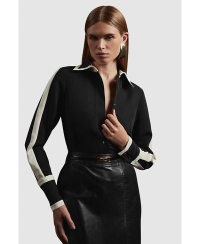 Женская рубашка Karen Millen из твиля с цветовым блоком