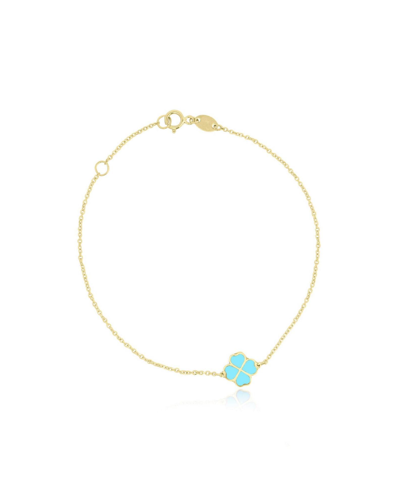 Браслет The Lovery Lucky Clover, 14K Gold, бирюзовый