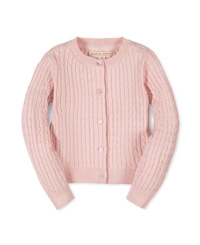 Hope & Henry Hope and Henry Little and Big Girls' Organic Classic Cable Cardigan Sweater