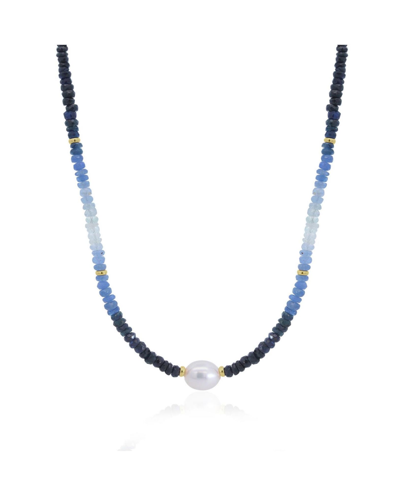 The Lovery ожерелье с жемчугом и сапфиром 14K Yellow Gold Blue Sapphire Bead Pearl Necklace