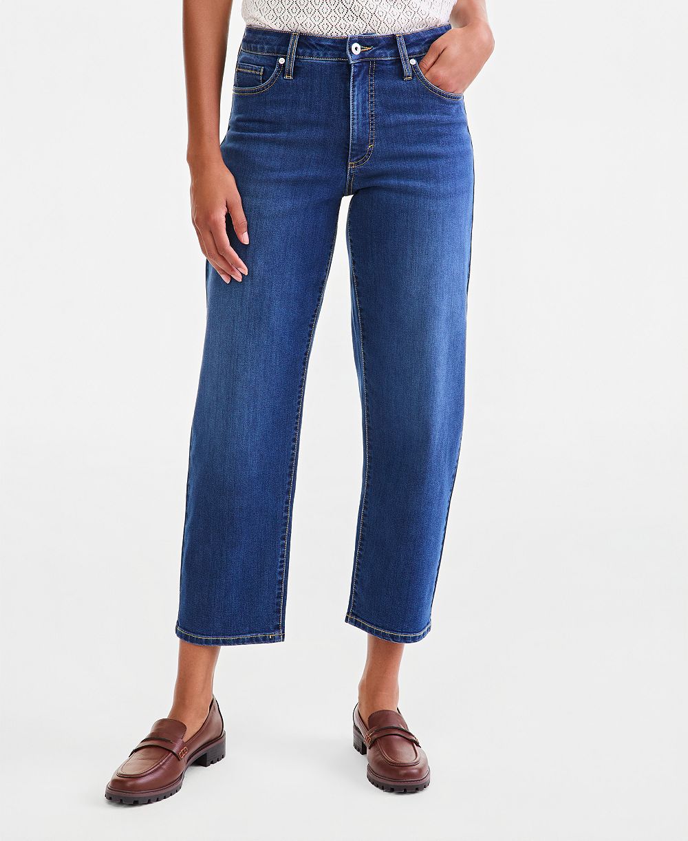Style & Co Petite High-Rise Barrel Cotton-Blend Jeans, Created for Macy's
