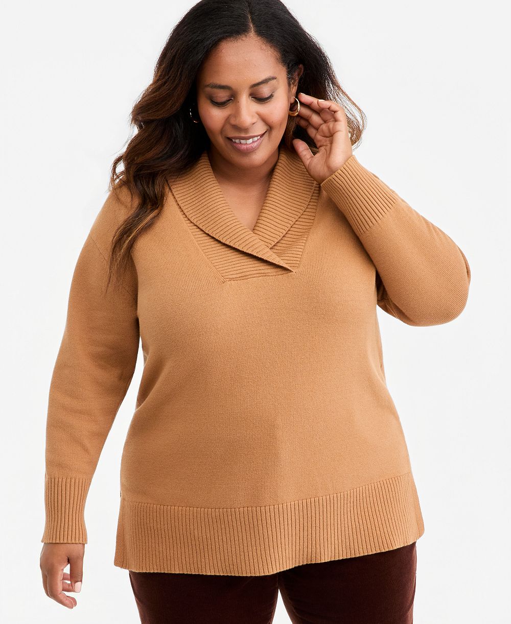 Style & Co Plus Shawl Collar Sweater, Macy's Exclusive