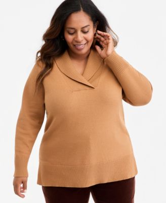 Style & Co Plus Shawl Collar Sweater, Macy's Exclusive