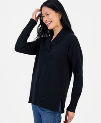 Style & Co Women's Shawl Collar Cotton-Blend Sweater, Macy's Exclusive