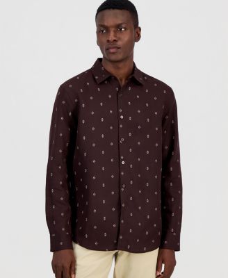 Alfani Men's Spaced Geometric Long-Sleeve Woven Shirt, Macy's Exclusive