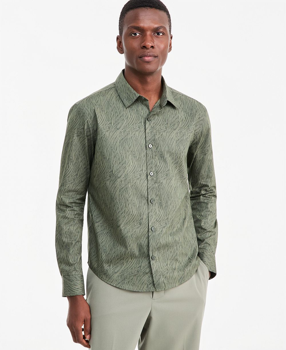 Alfani Men's Baker Geometric Long-Sleeve Shirt, Macy's Exclusive