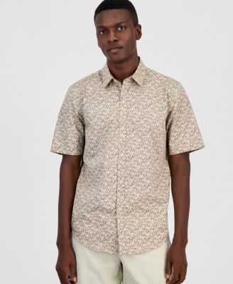Alfani Men's Brick Geometric Short-Sleeve Shirt, Macy's Exclusive