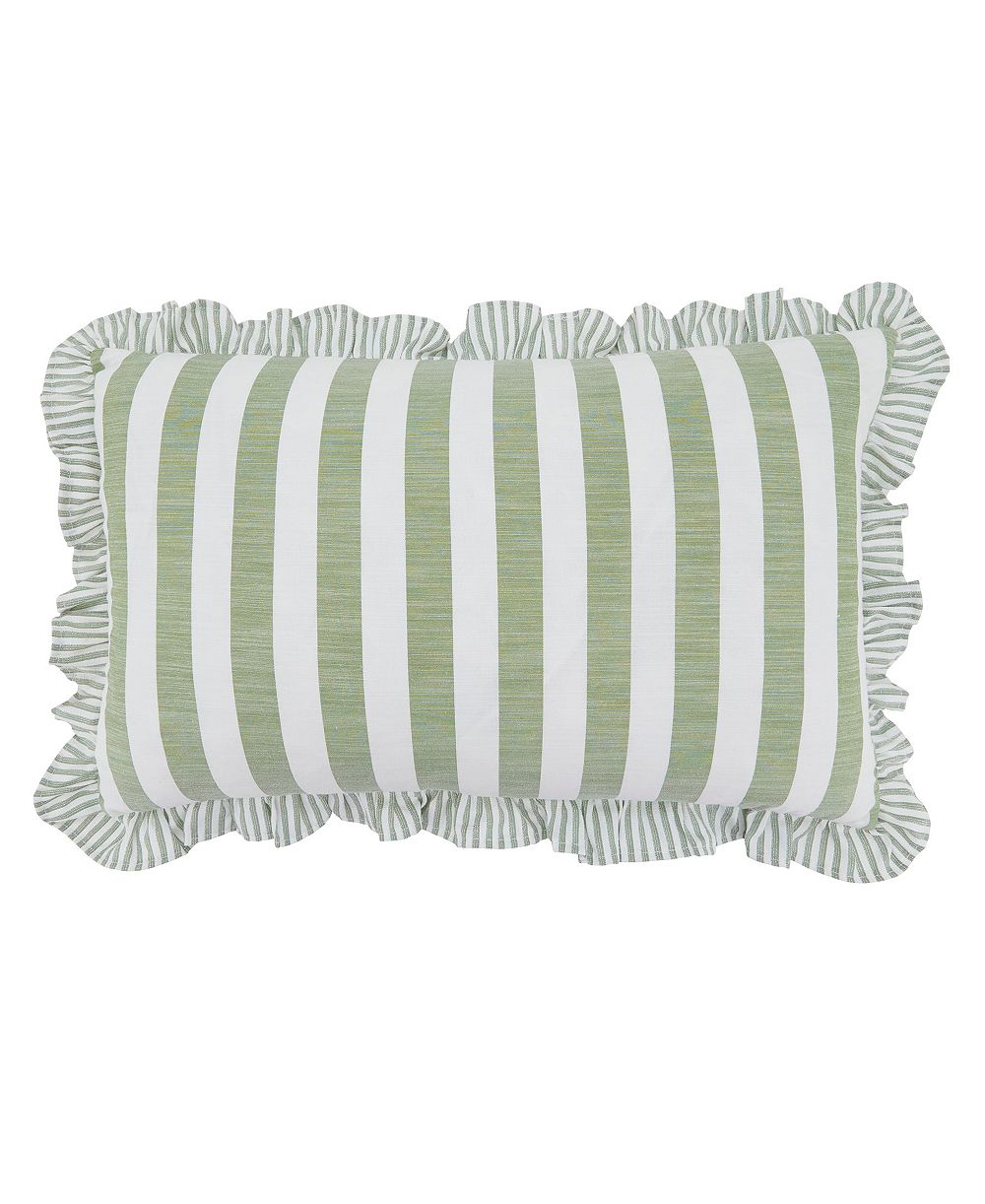 Saro Lifestyle Striped Ruffle Edge Decorative Pillow, 12" x 20"