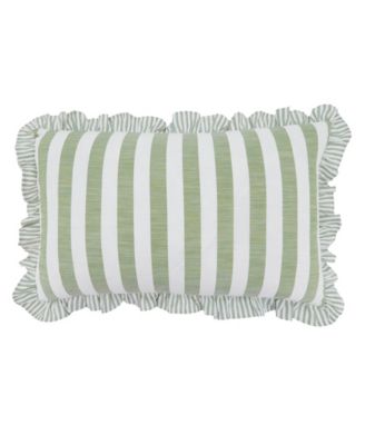 Saro Lifestyle Striped Ruffle Edge Decorative Pillow, 12" x 20"