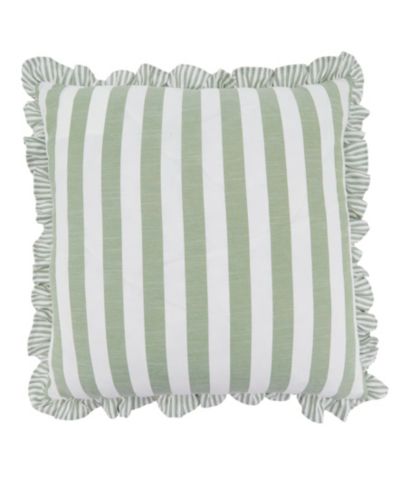 Saro Lifestyle Striped Ruffle Edge Decorative Pillow, 18" x 18"