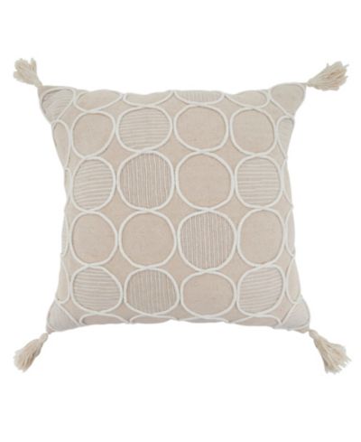 Saro Lifestyle Circle Stitch Decorative Pillow, 18" x 18"