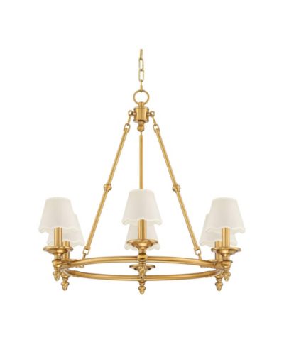 Stiffel Hartley 28"W Antique Gold 6-Light Chandelier with  Shade