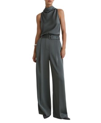 REISS Women's Erica Satin Cowl-Neck Wide-Leg Jumpsuit
