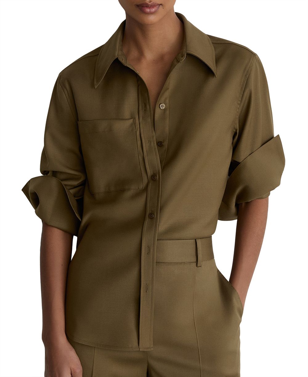 REISS Women's Adie Wool-Blend Collared Long-Sleeve Shirt