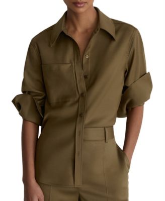 REISS Women's Adie Wool-Blend Collared Long-Sleeve Shirt