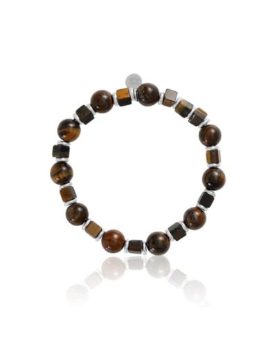 Lucky Brand Men s Tiger Eye and Hematite Beaded Stretch Bracelet