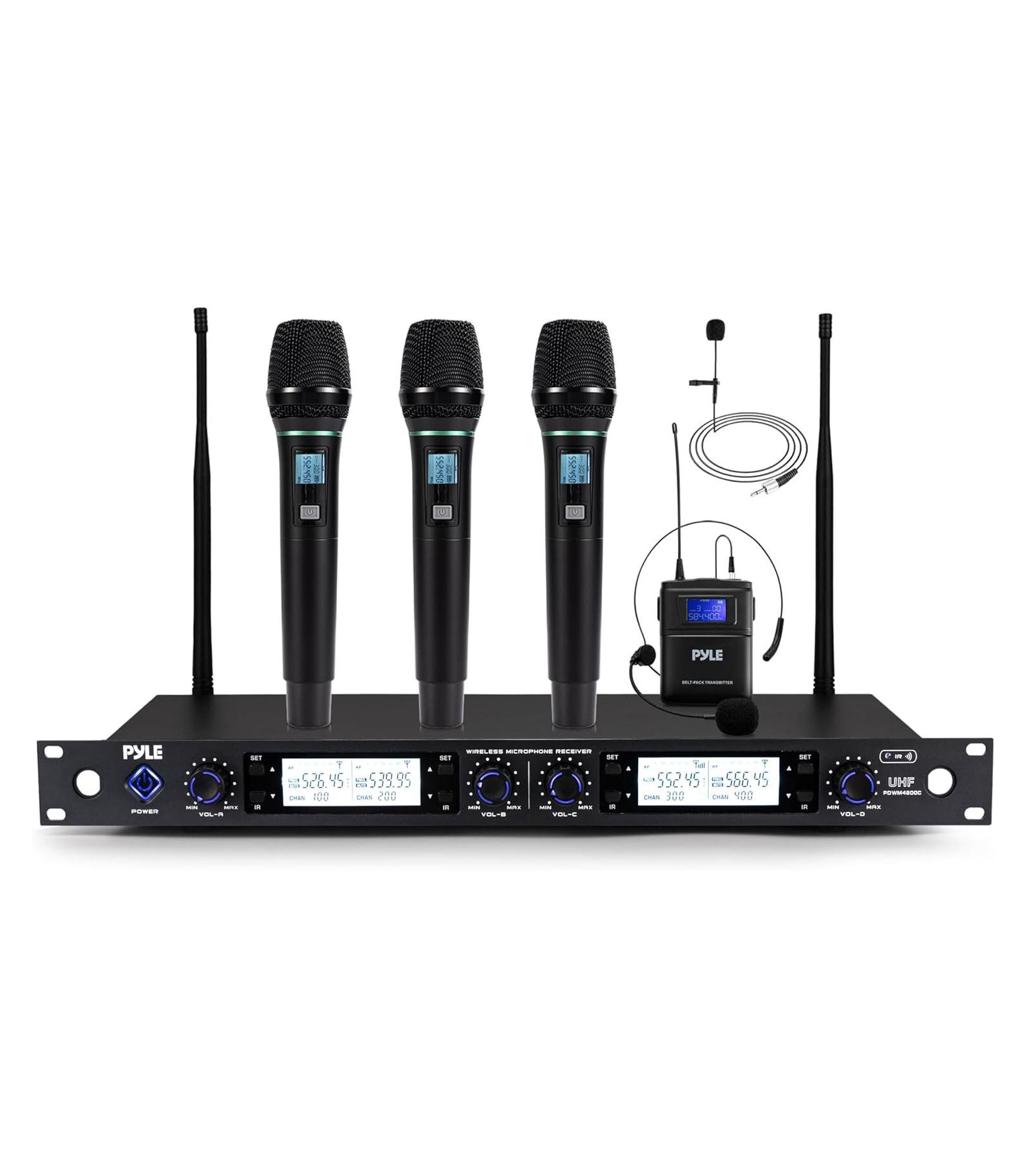 Pyle PDWM4801 4-Channel Wireless Microphone System