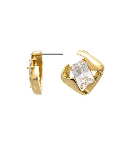 Rivka Friedman 18K Gold Plated Cubic Zirconia Sculptural Stud Earrings