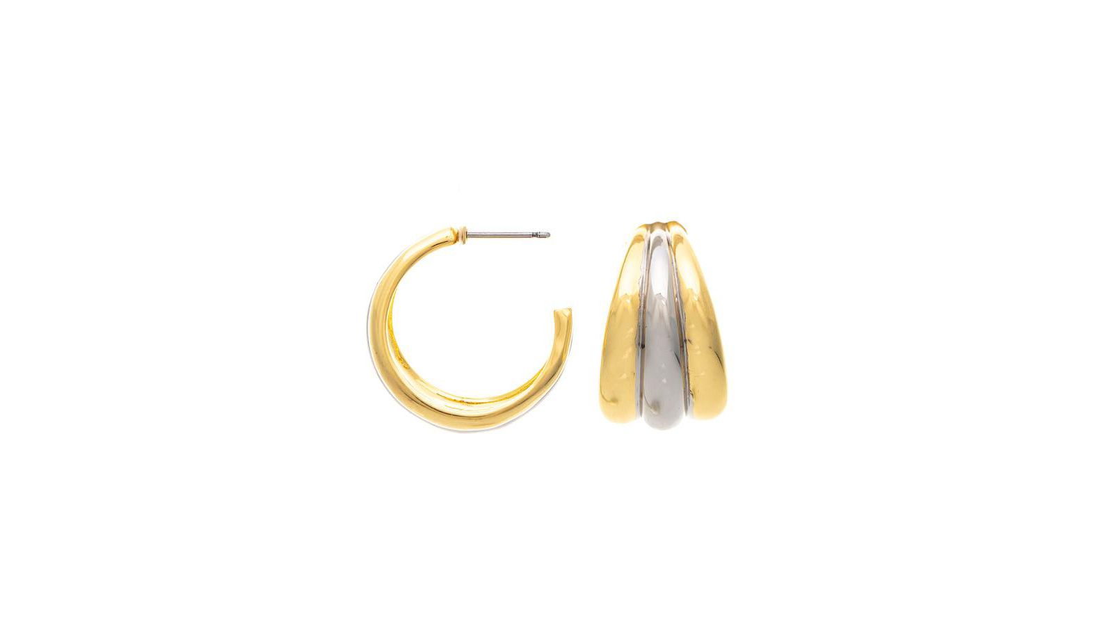 Серьги-кольца Rivka Friedman Two-Tone Polished
