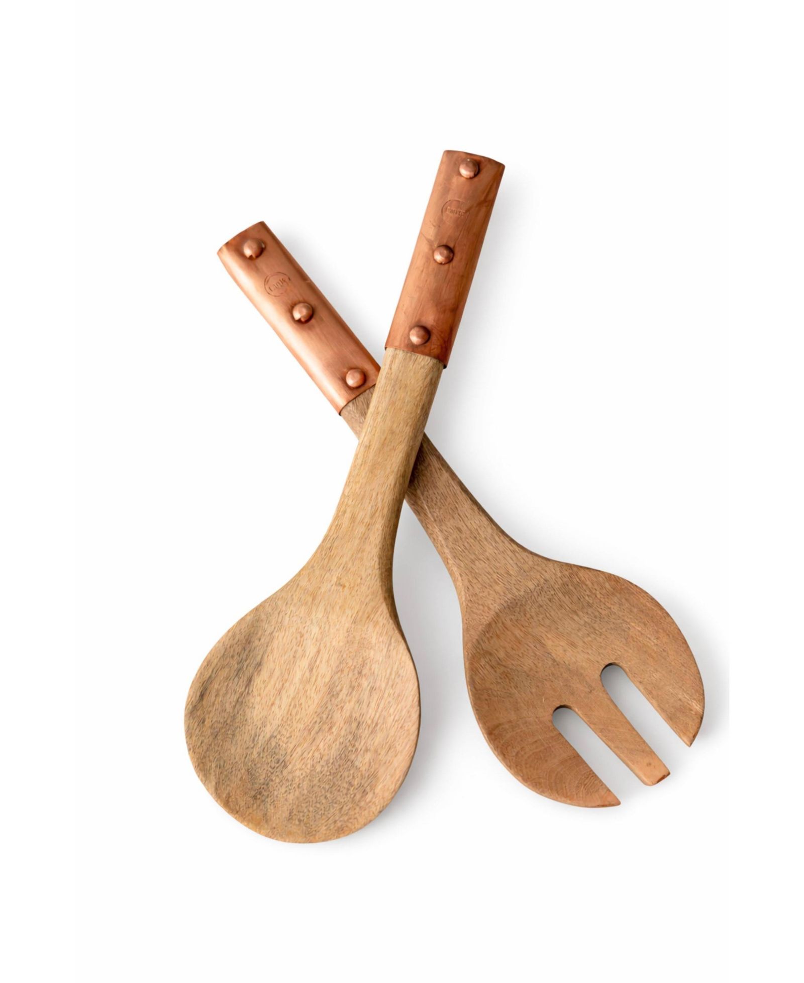Coppermill Kitchen, Vintage Inspired Wood Serving Utensils with Copper Strap Handles