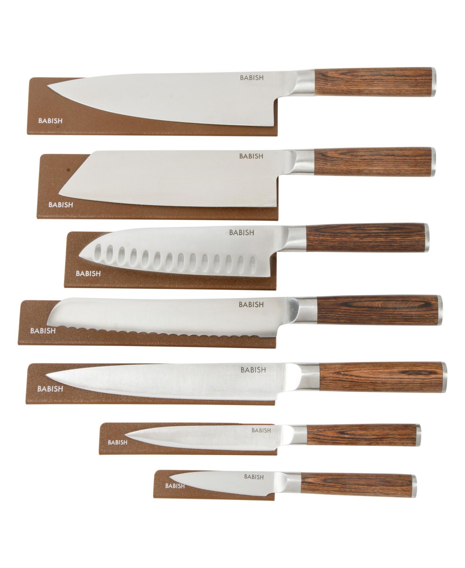 Набор ножей Babish из кованой стали с темным деревом Pakka Wood и защитными чехлами