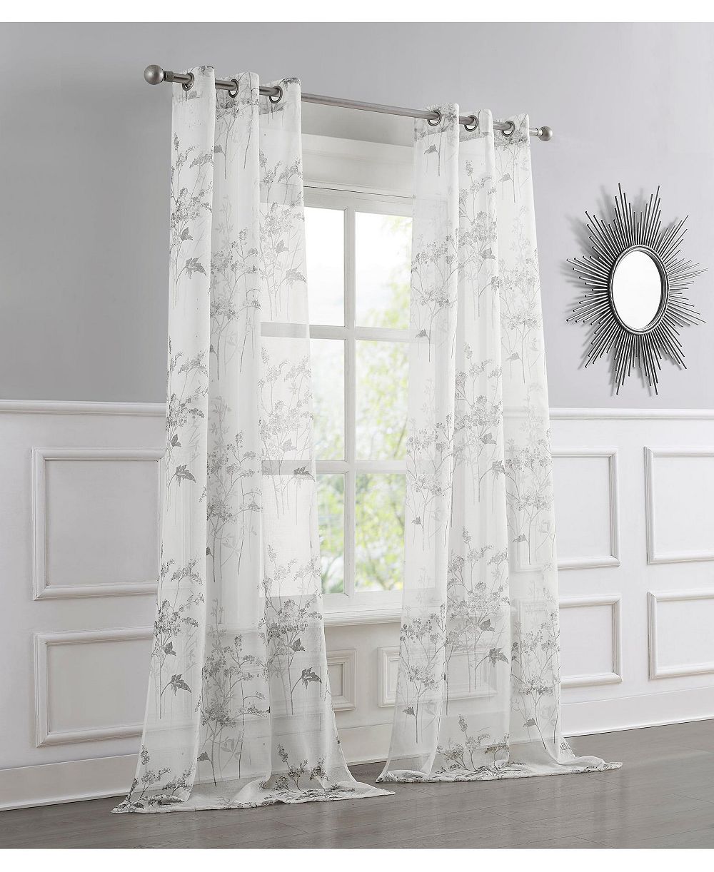 Dainty Home Jessica 2-Pack Linen Textured Metallic Light Filtering Grommet Curtain Panel Pair 38" x 84"
