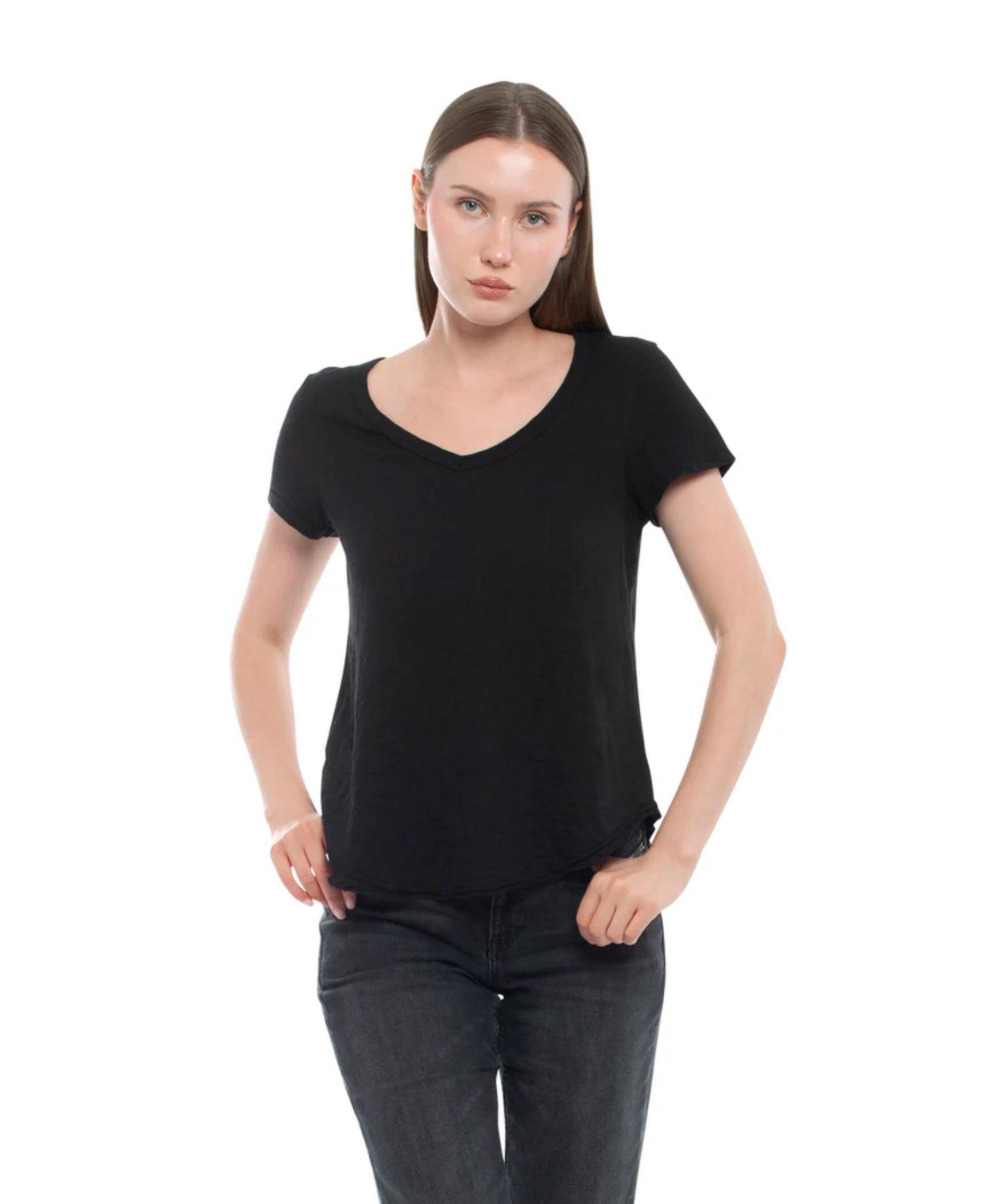 WILT Женский Short Sleeve Shrunken V-Neck Shirttail Tee